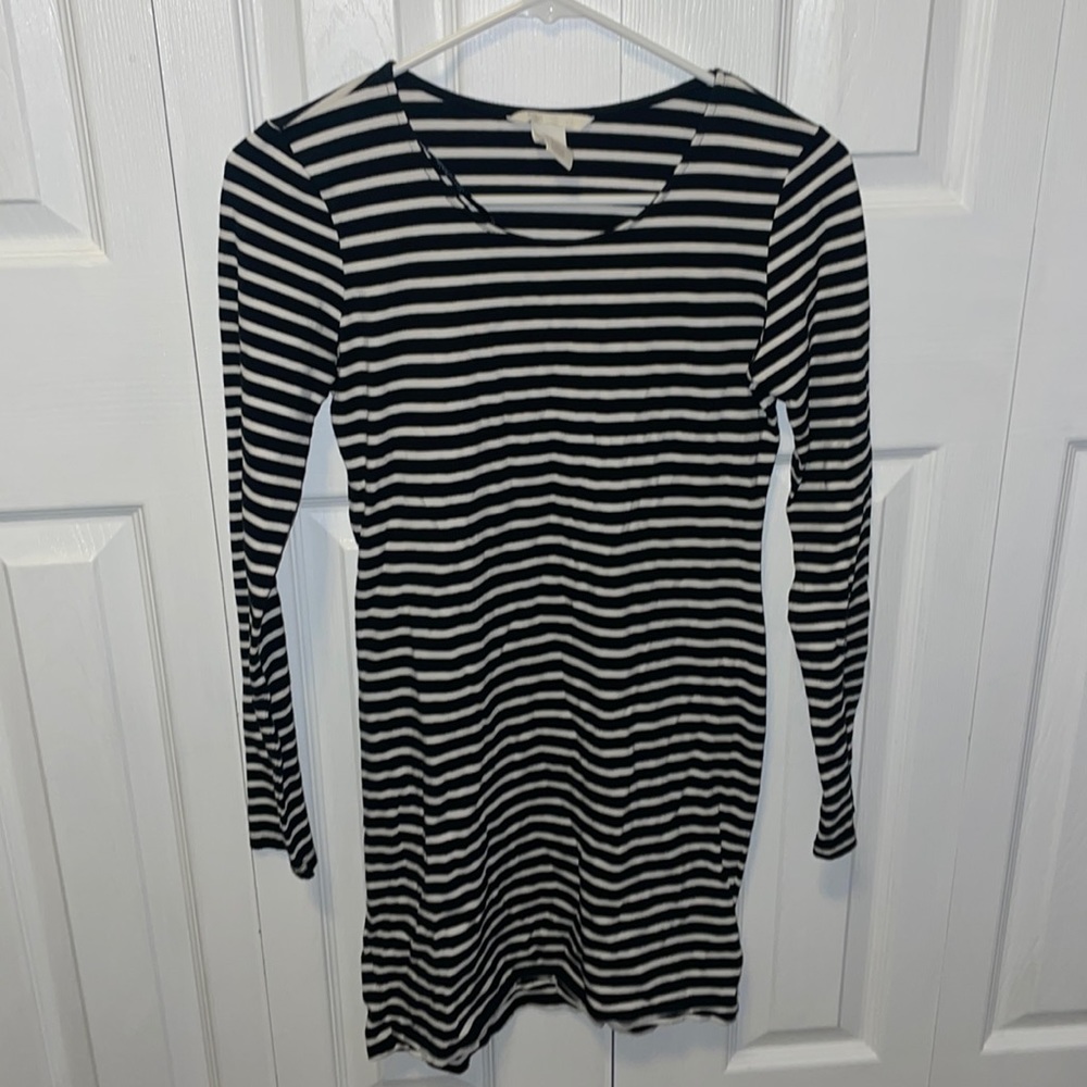 Black and white striped dress